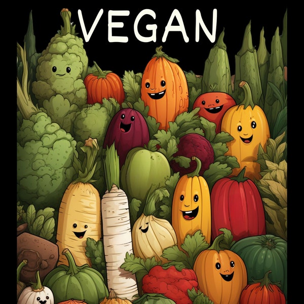 TEN Vegan Posters Home Decor Wall Decor Instant Digital Download Printable Artwork Prints Vegan Food Posters For Kitchen Dining Room Shop