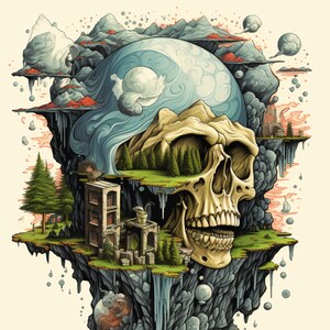 TEN Skull Urban Landscape Unique Artwork Wall Decor Instant Digital Download Printable Affordable Art Prints Gothic