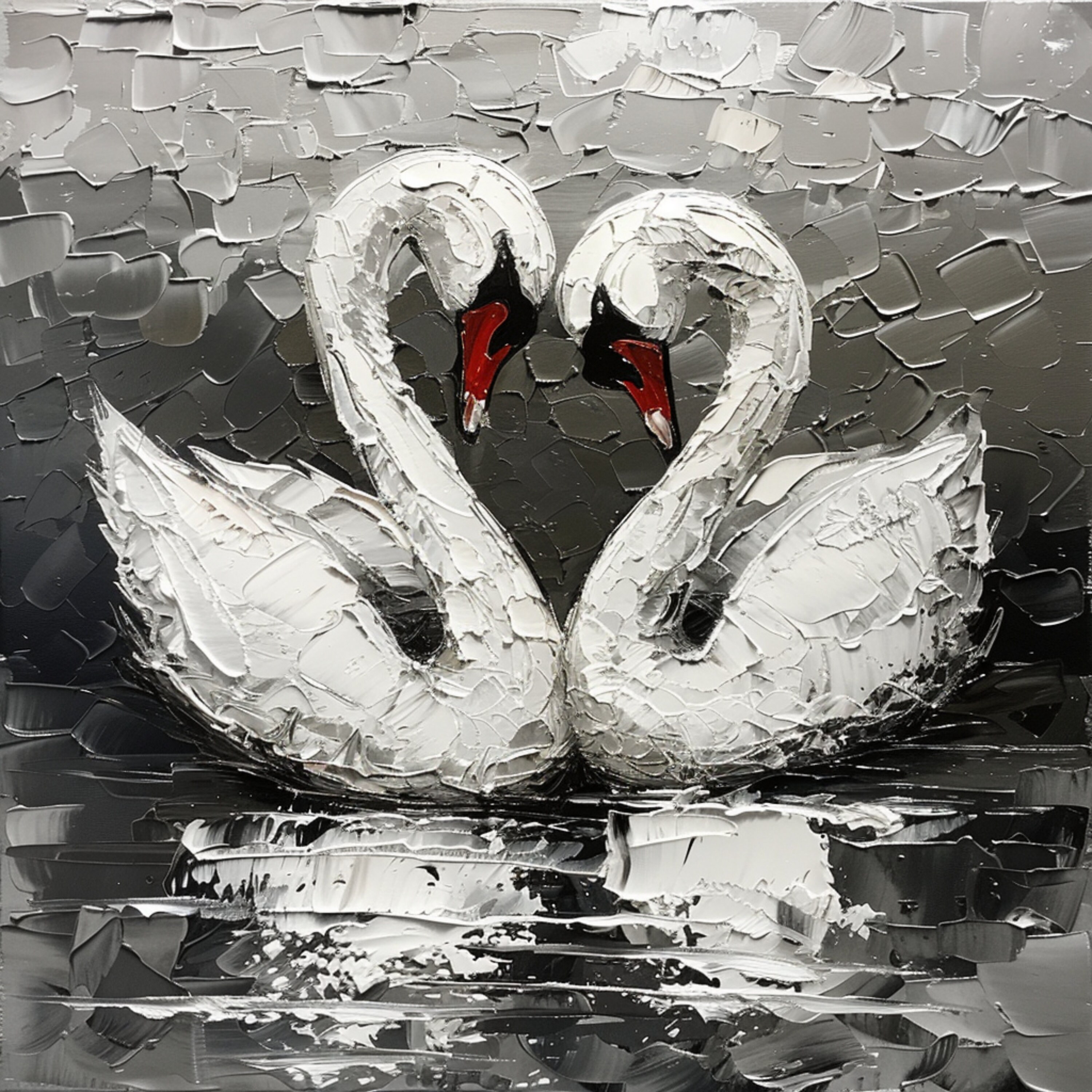 EIGHT Elegant Swan Couple Digital Art, Romantic Black and White Bedroom ...