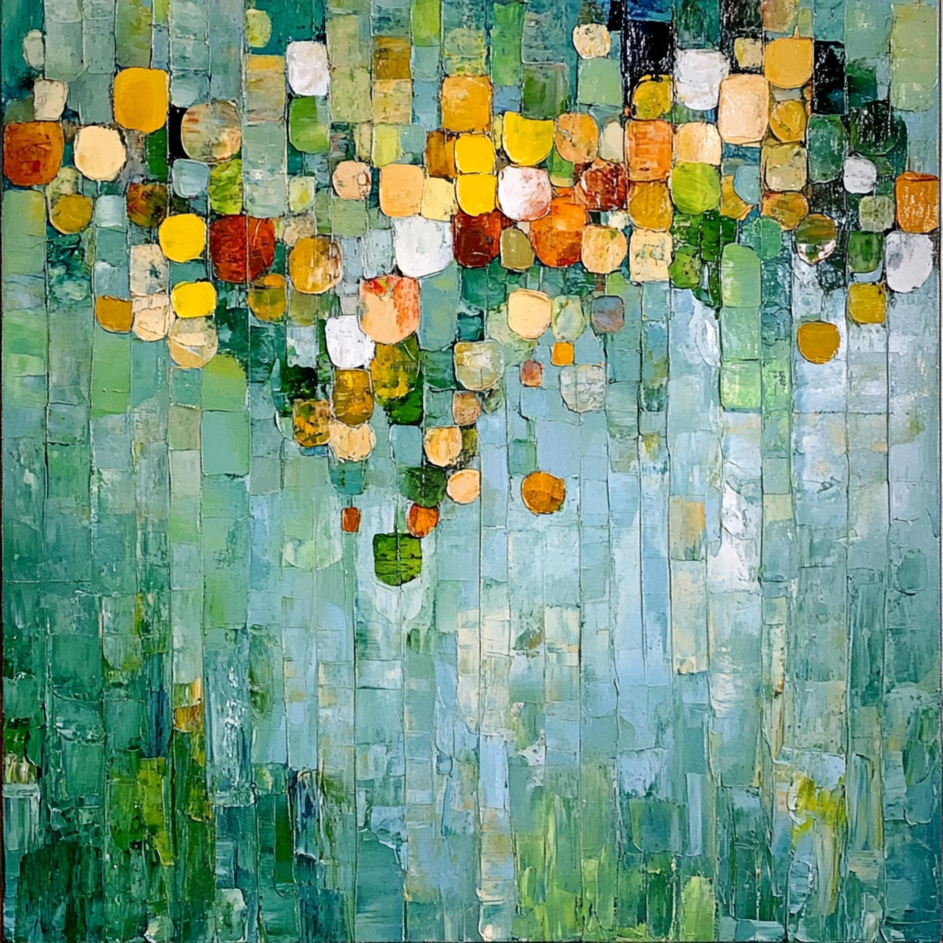 アート　PRETTY GREEN Prints 「Pocket Full」 12 Green Pixel Abstract Wall Art | Digital Prints for Nature