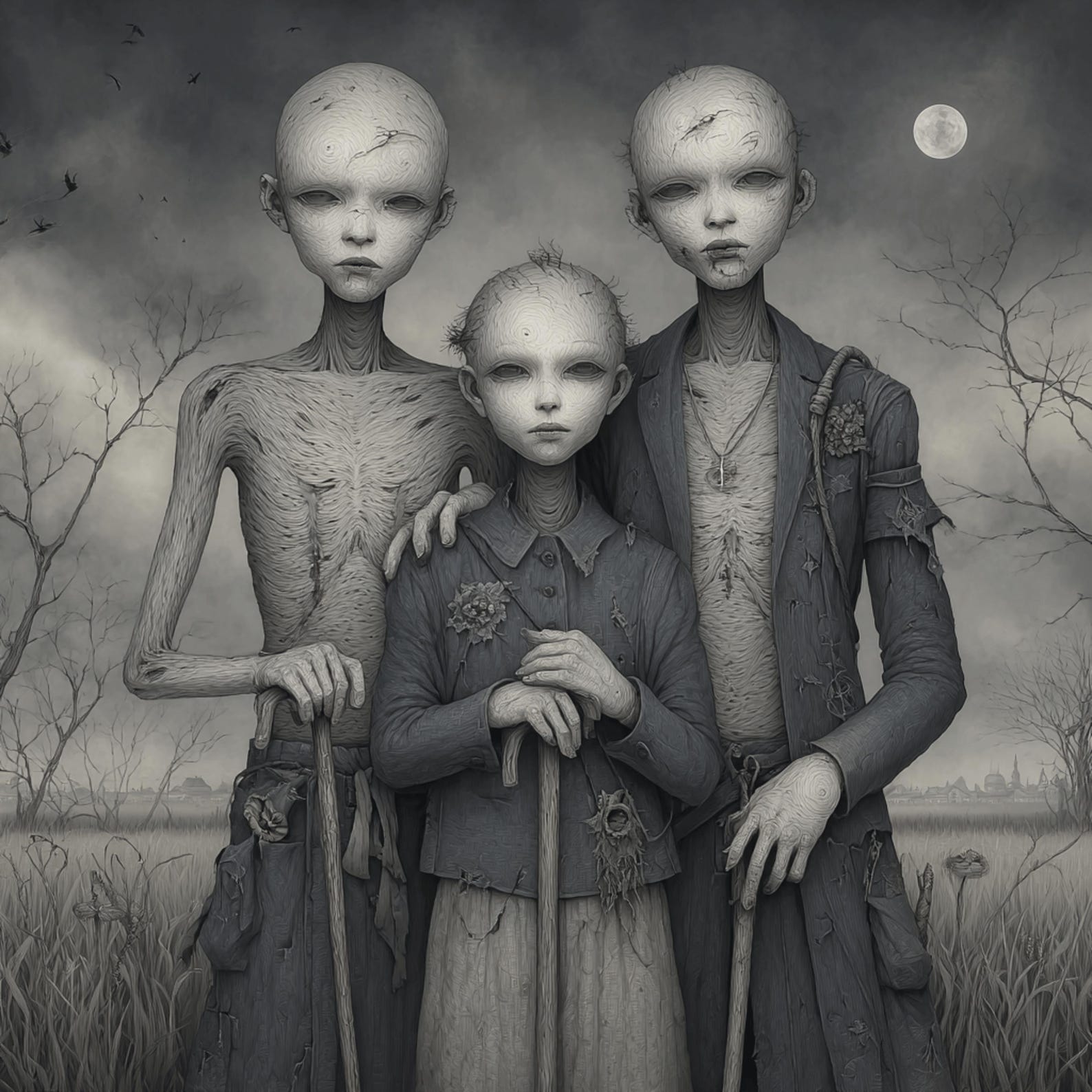 20 Surreal Grey Alien Art Collection Dark Sci Fi Portraits Monochrome ...