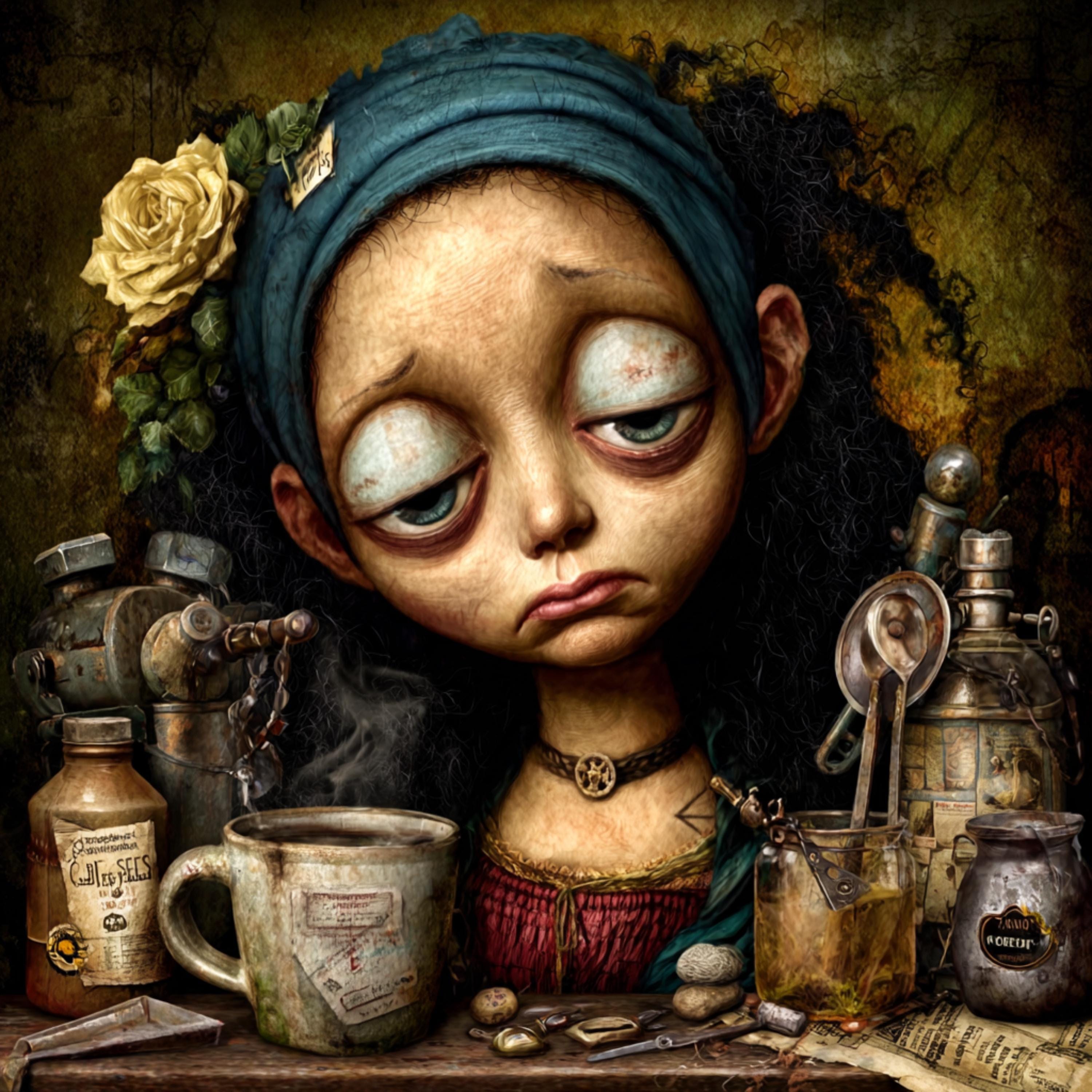 Tipsy Mona Lisa Coffee Art Prints: Funny Renaissance Kitchen Decor