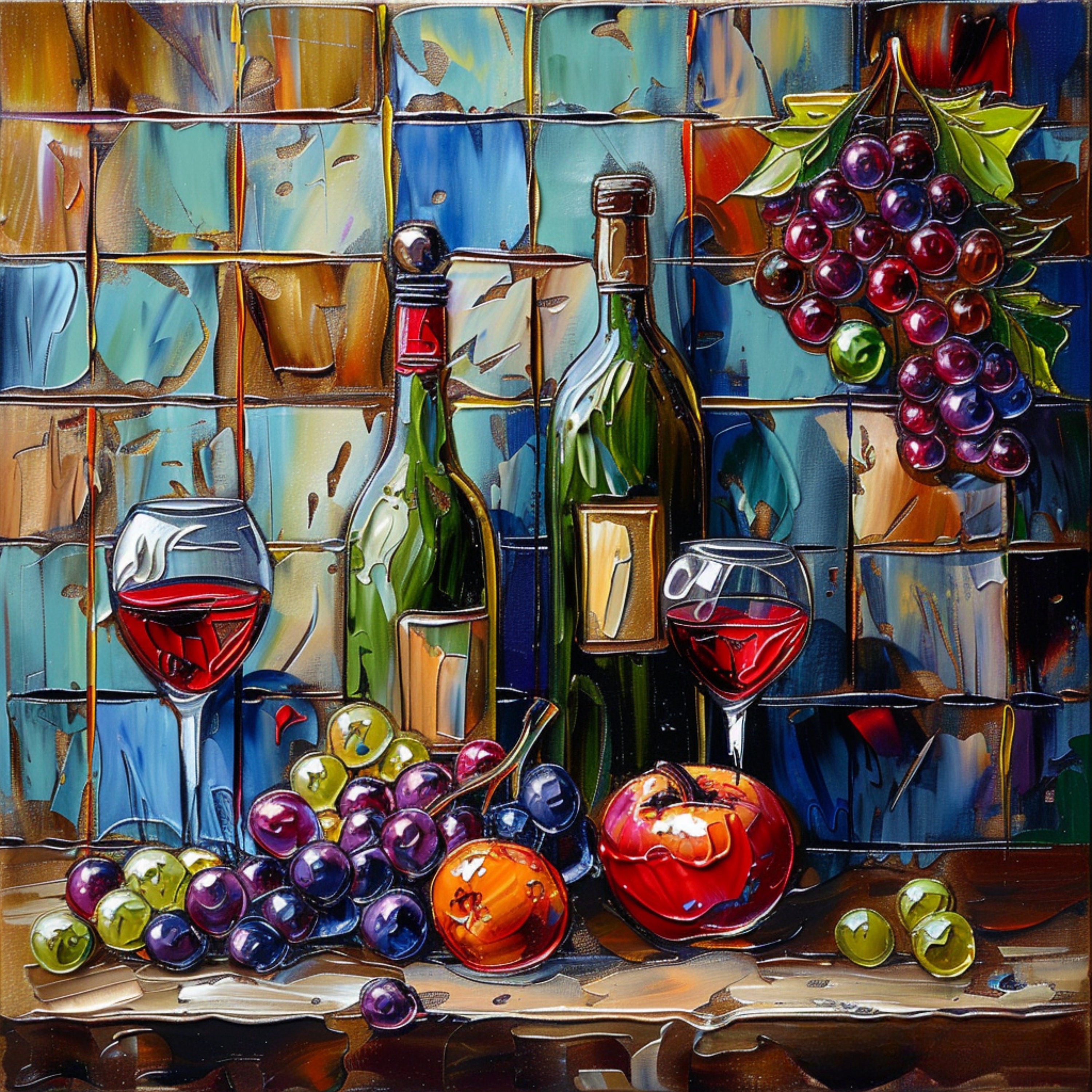 kitchen print - art for kitchen -colourful kitchen... EIGHTEEN Abstract Kitchen Wall Art, Colorful Dining Room Decor, Wine ...