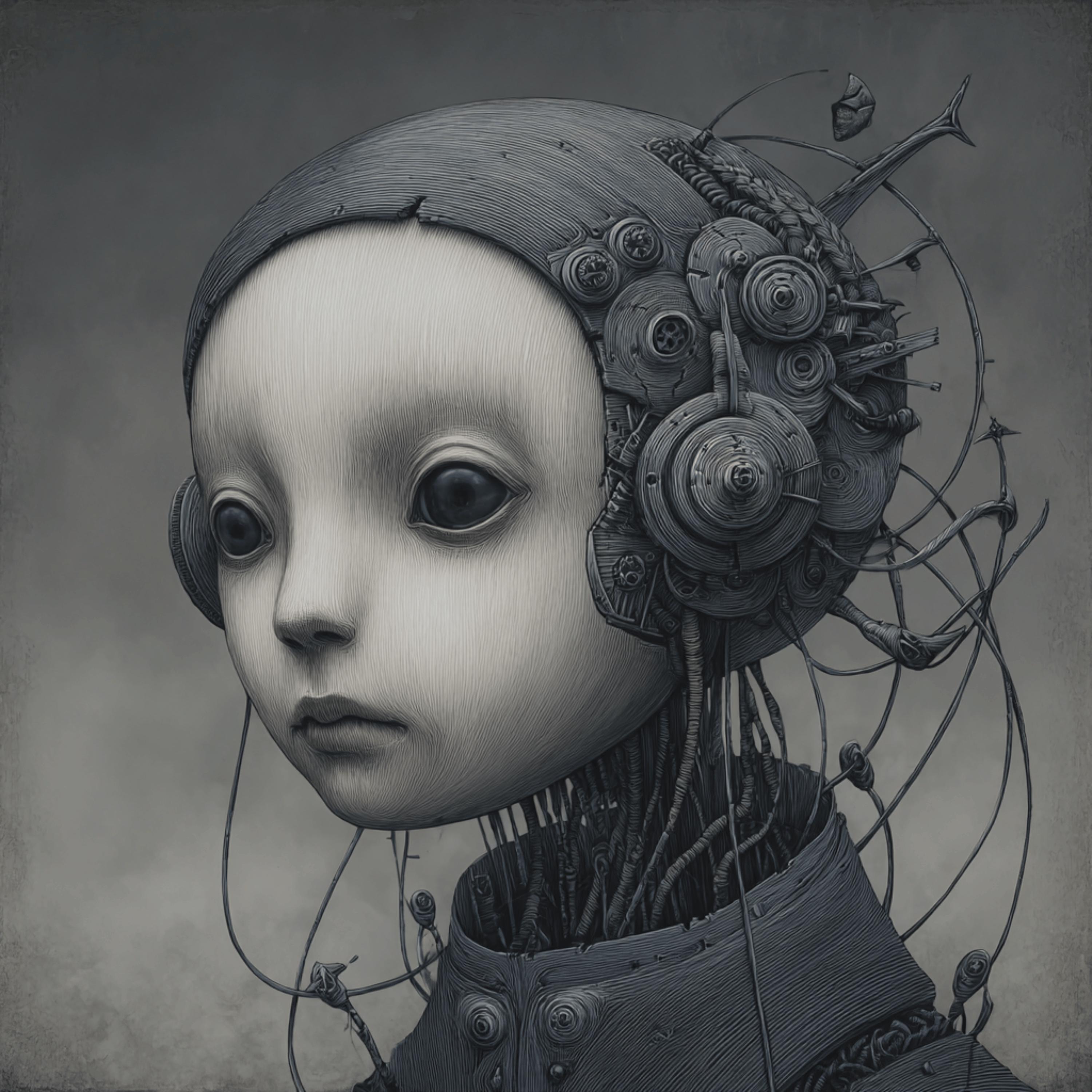 20 Surreal Grey Alien Art Collection Dark Sci Fi Portraits Monochrome ...