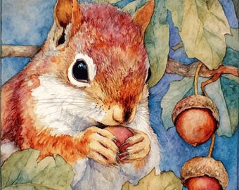 19 Watercolor Squirrel Art Prints, Woodland Chipmunk Illustrations, Autumn Forest Animal PNG Files, Instant Download