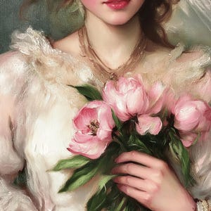 30 digitale Bilder, florales Torso Gemälde, großes quadratisches Kunstwerk Poster, romantische Blumenkunst, Vintage inspiriert
