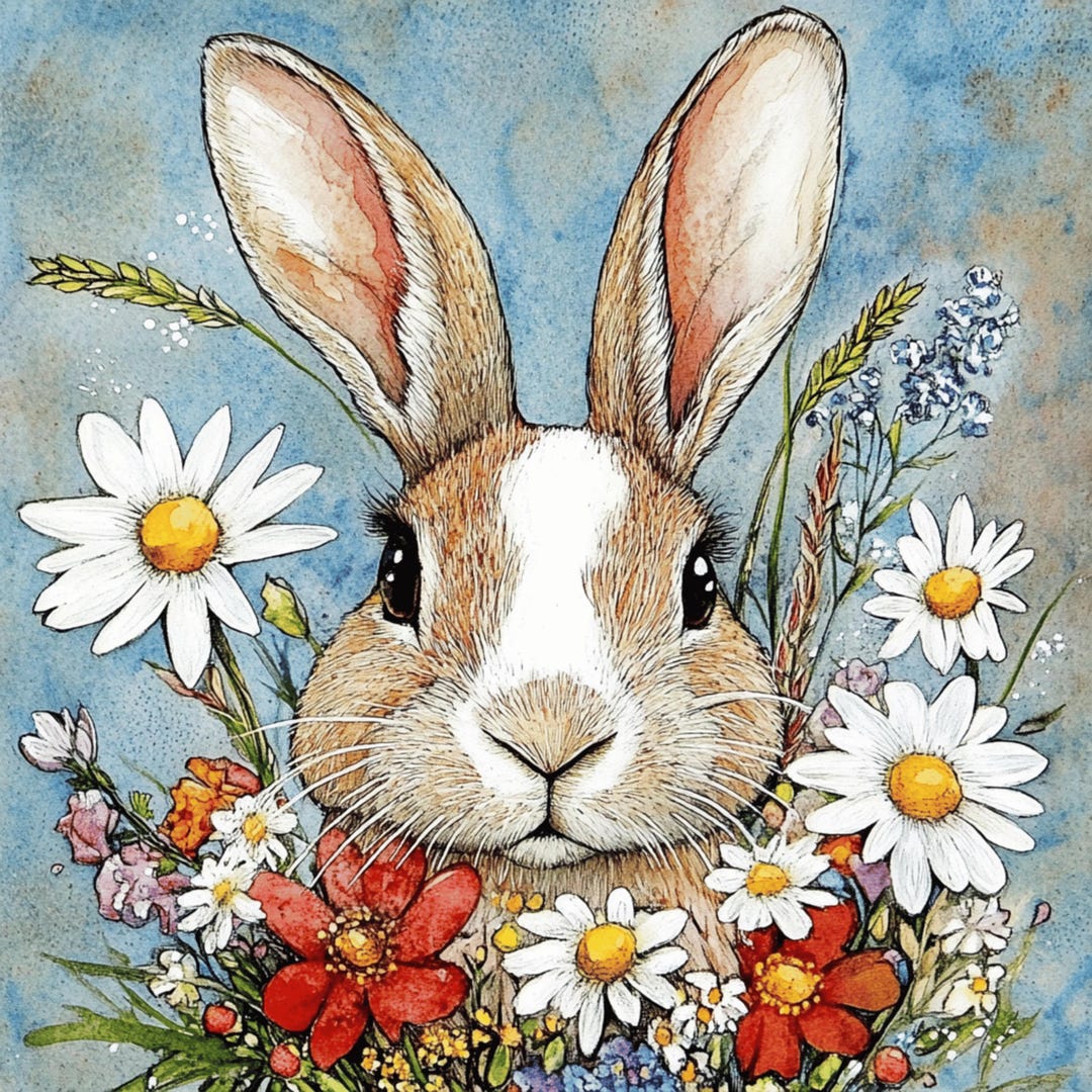 11 Cute Rabbit With Butterflies Wall Art, Easter Bunny Poster, Spring ...