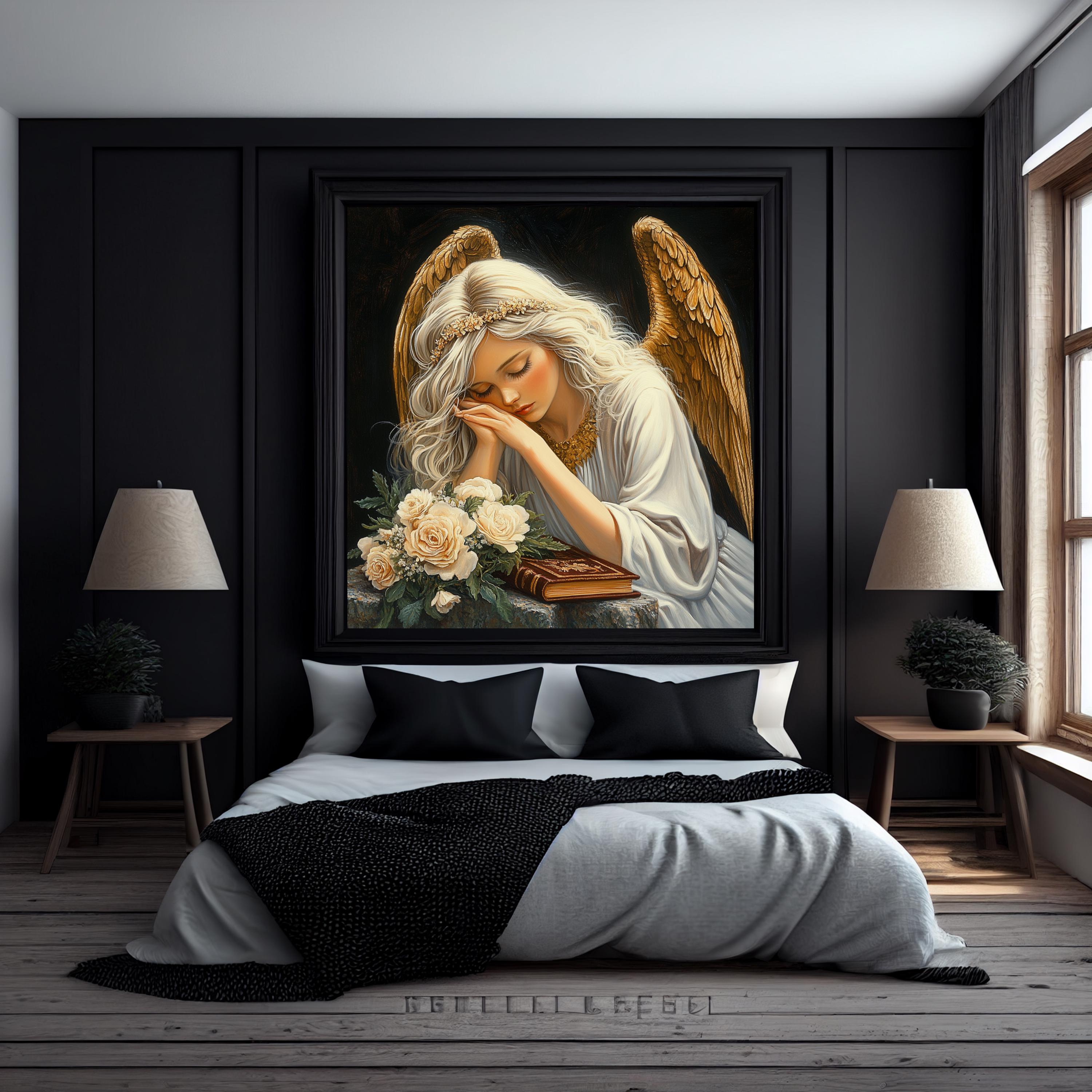 9 Sleeping Angel Poster, Large Square Artwork, Digital Images