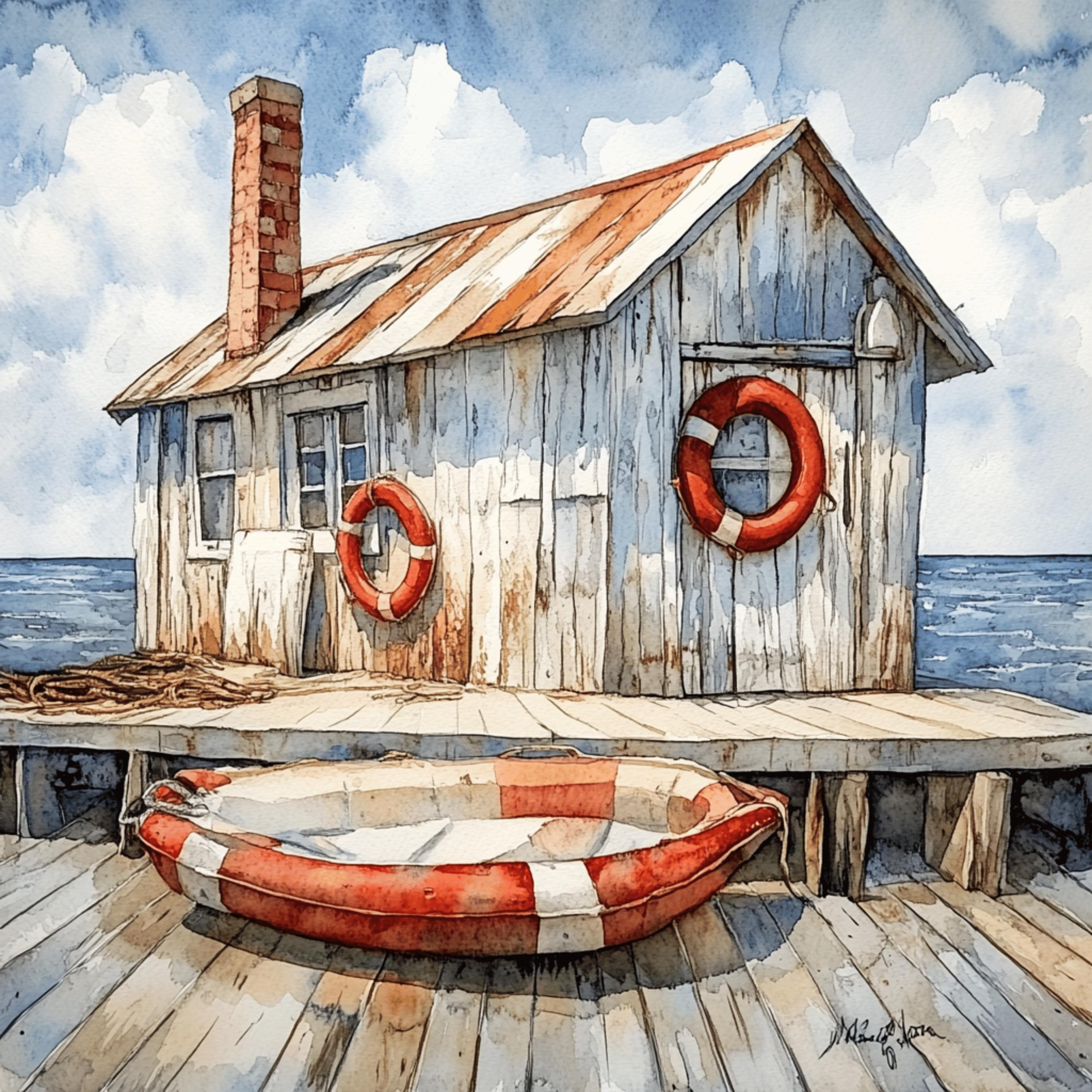 8 Rustic Coastal Cabin Poster, Nautical Beach House Art Print, Seaside ...