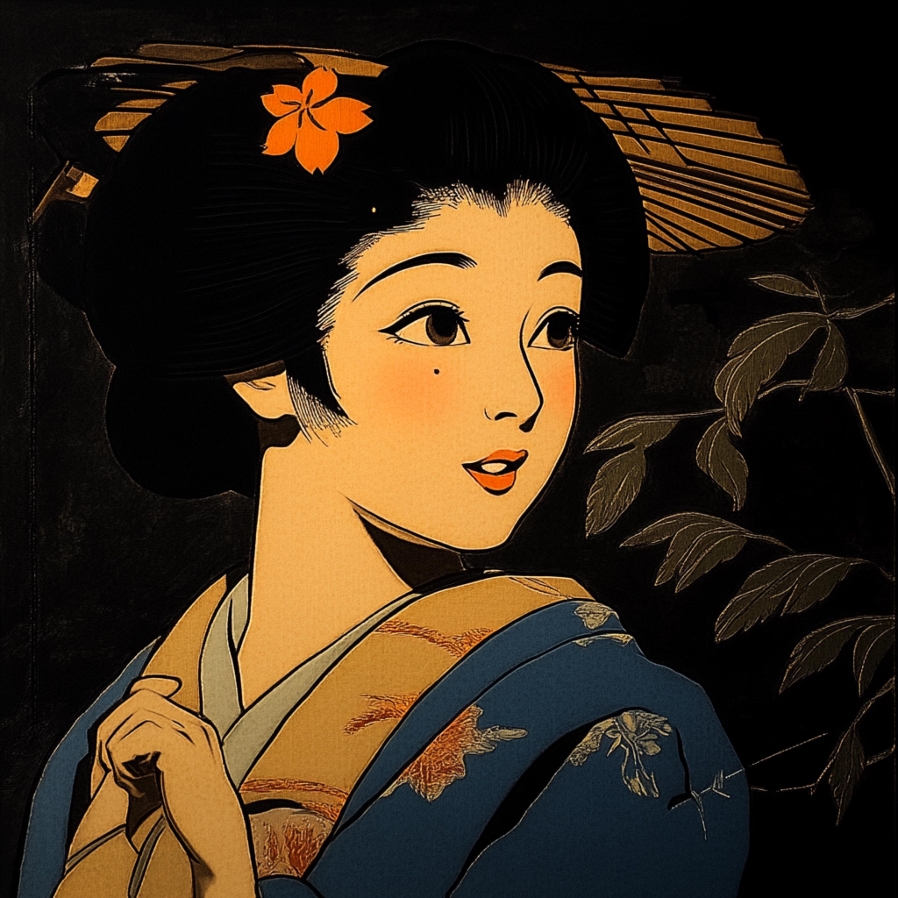 60 Geisha Japanese Girl Poster Large Square Artwork 60 Digital