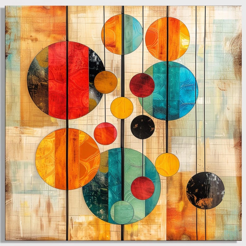 Mid Century Modern Abstract Art Prints: Large Square Geometric Artwork ...