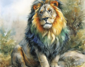 16 Watercolor Lion Family Clipart | Baby Lion Cub Mum Dad Art | POD Sublimation Prints | DIY Nursery Jungle Wall Art | Instant Download