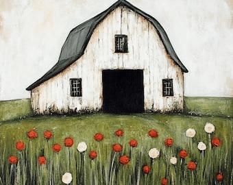 12 Rural Barn Watercolor Digital Download, 12 Digital Images, Large Square Artwork, Gallery Wall Art, Rustic Farmhouse Decor