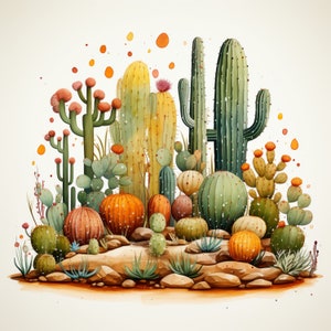 Colorful Cactus Print: Southwestern Desert Flora Wall Art (Digital Print)