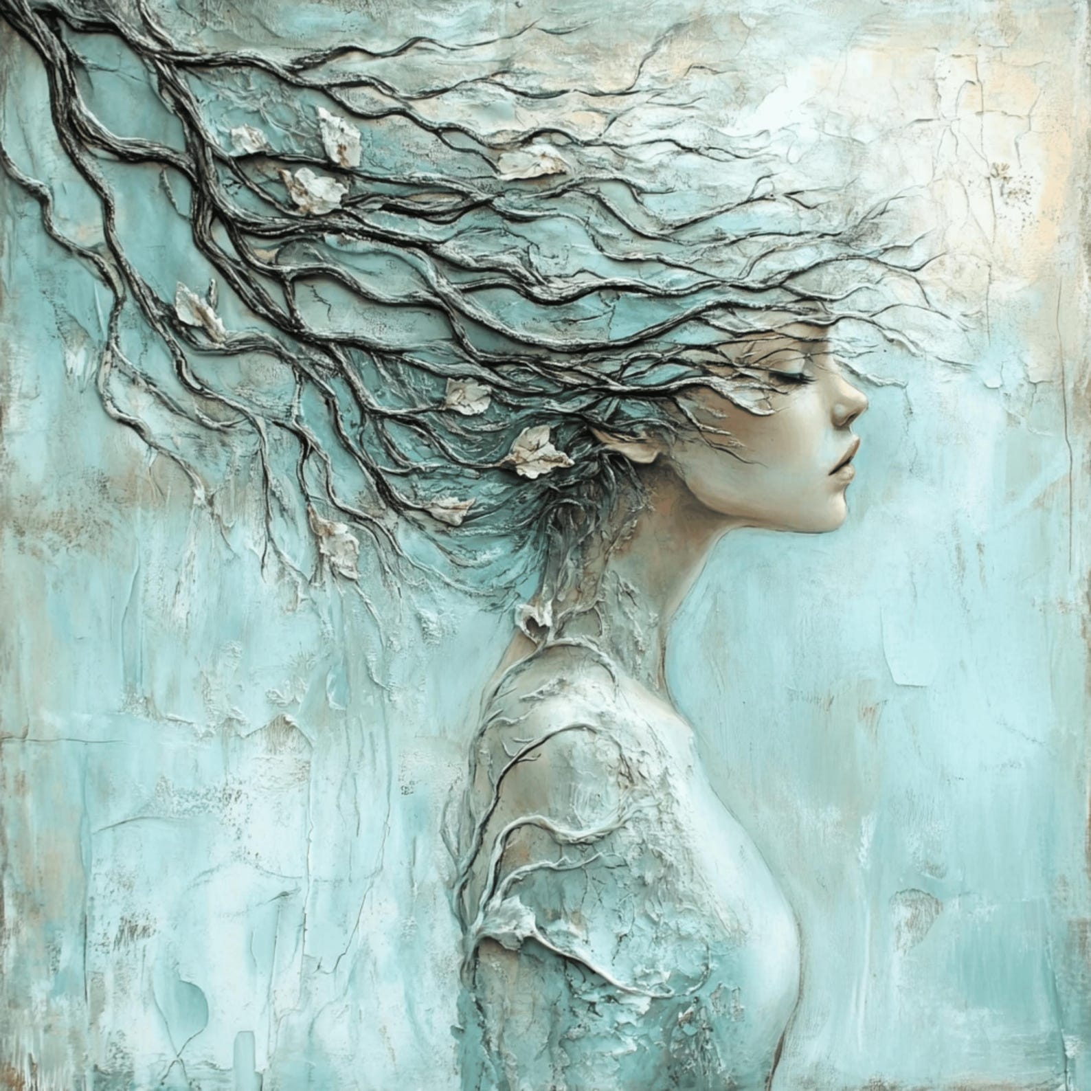 16 Ethereal Woman Nature Fantasy Fusion Digital Art Dreamy Textured
