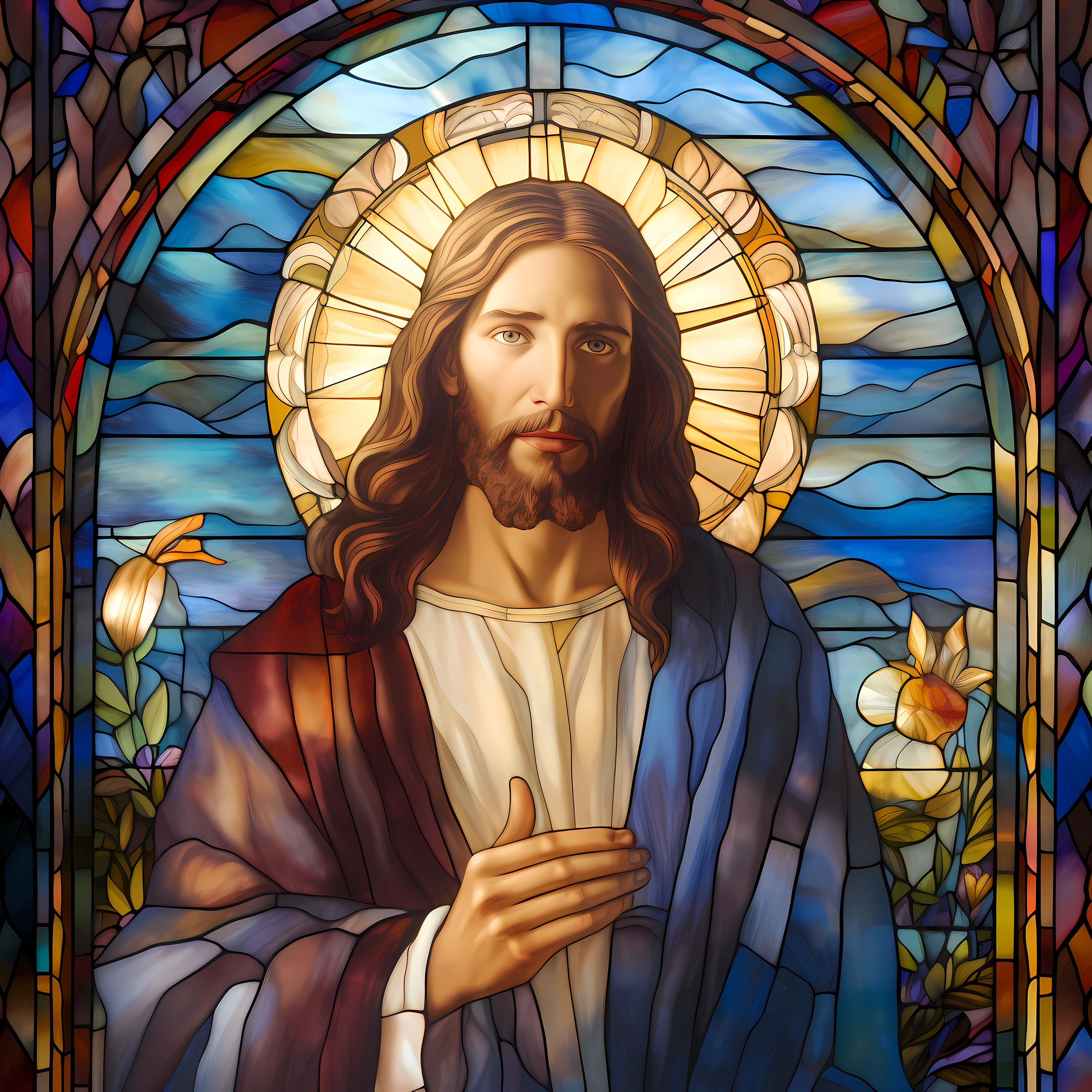 Instant Printable Digital Download Art Three Portraits of Jesus Christ