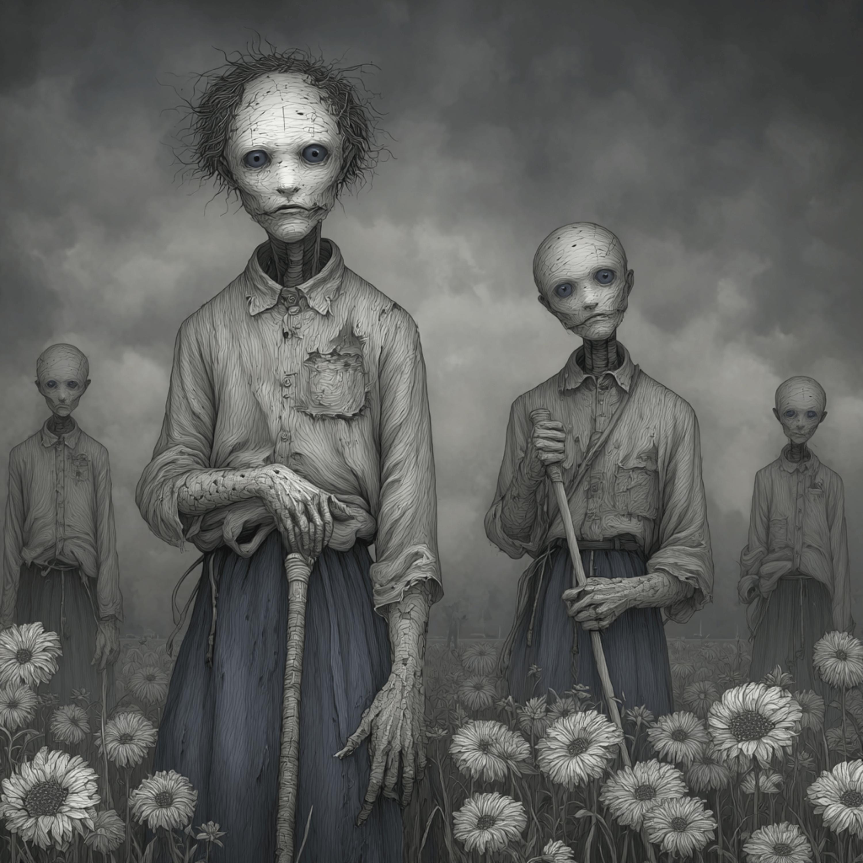 20 Surreal Grey Alien Art Collection Dark Sci Fi Portraits Monochrome ...