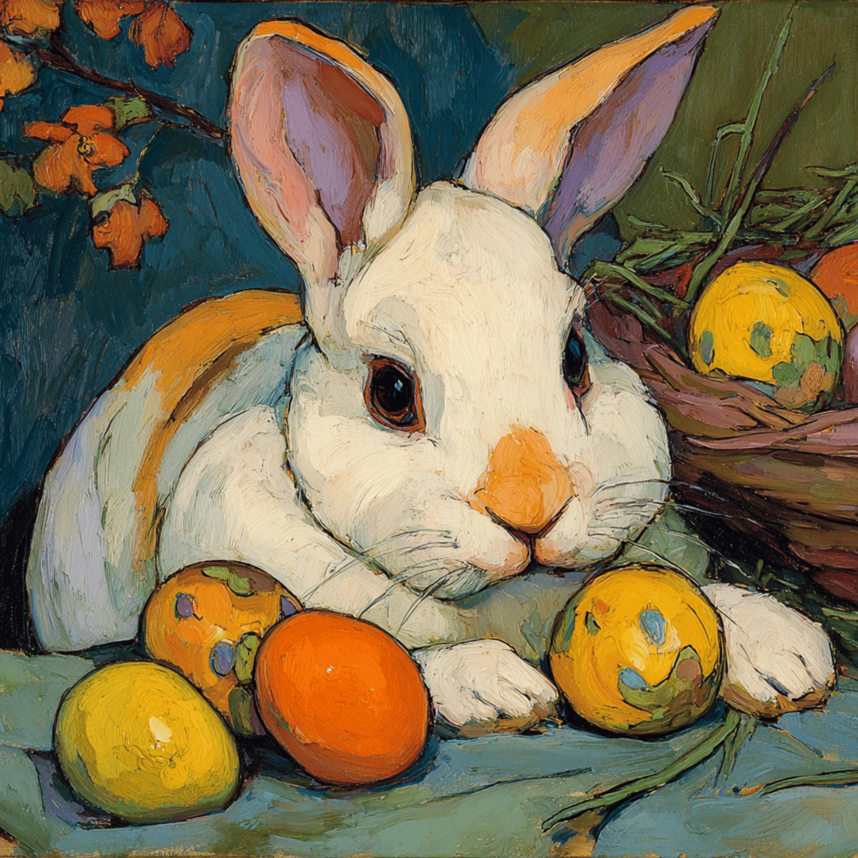 24 Painterly Easter Rabbit Art Set, Vintage Bunny Illustrations, Spring ...