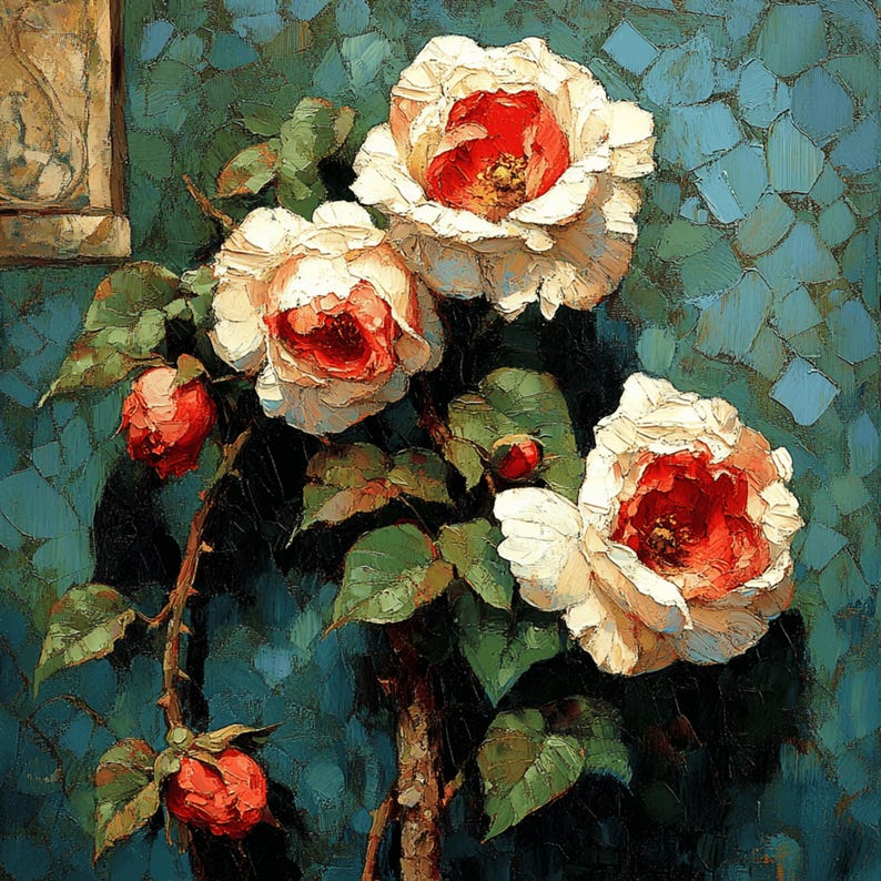 12 Vintage Roses Digital Images Art Prints - Romantic Floral Wall Art ...