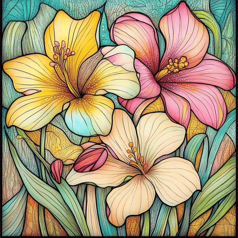 70 Digital Images Zentangle Inspired Floral Flowers Botanical Boho ...