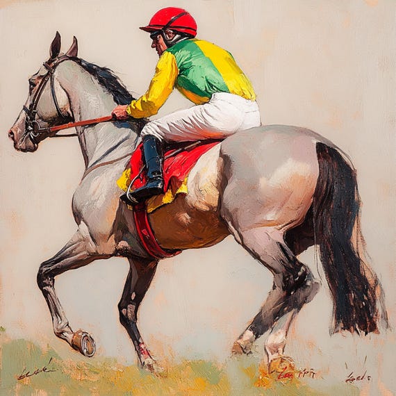 12 Horse Racing Digital Images Artwork, Large Square Poster, Horse Racing Wall Art, 12 High Resolution Horse Race Images, Colorful Art