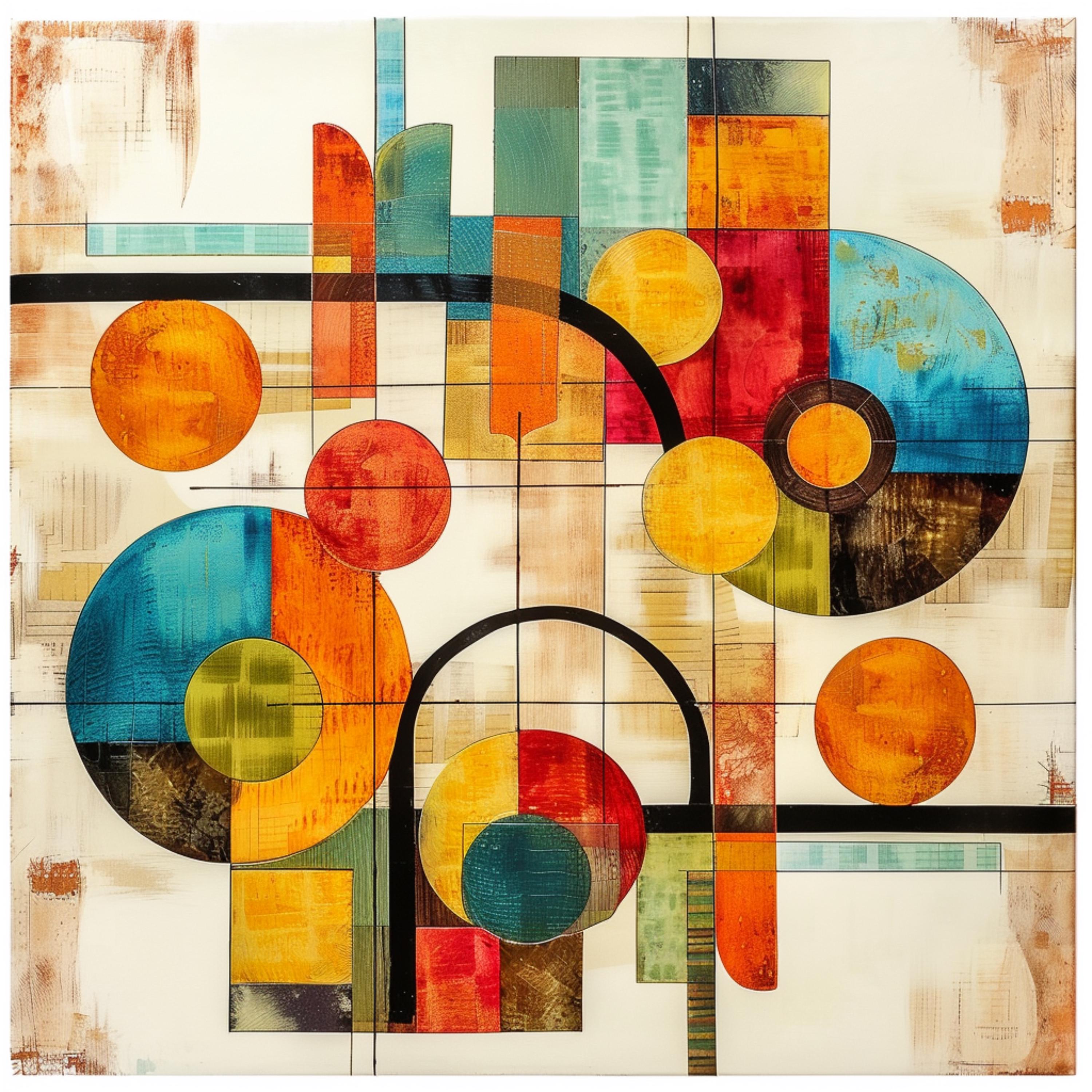 Mid Century Modern Abstract Art Prints: Large Square Geometric