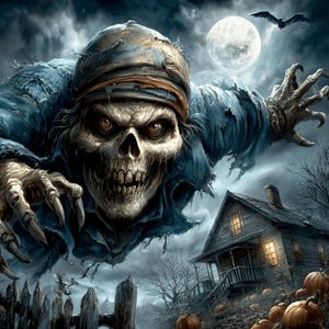 19 DIY Halloween Wall Art Scary Skeleton Moon Prints, Digital Art Horror for Spooky Home Decor, Creepy Skull Images for POD or Sublimation