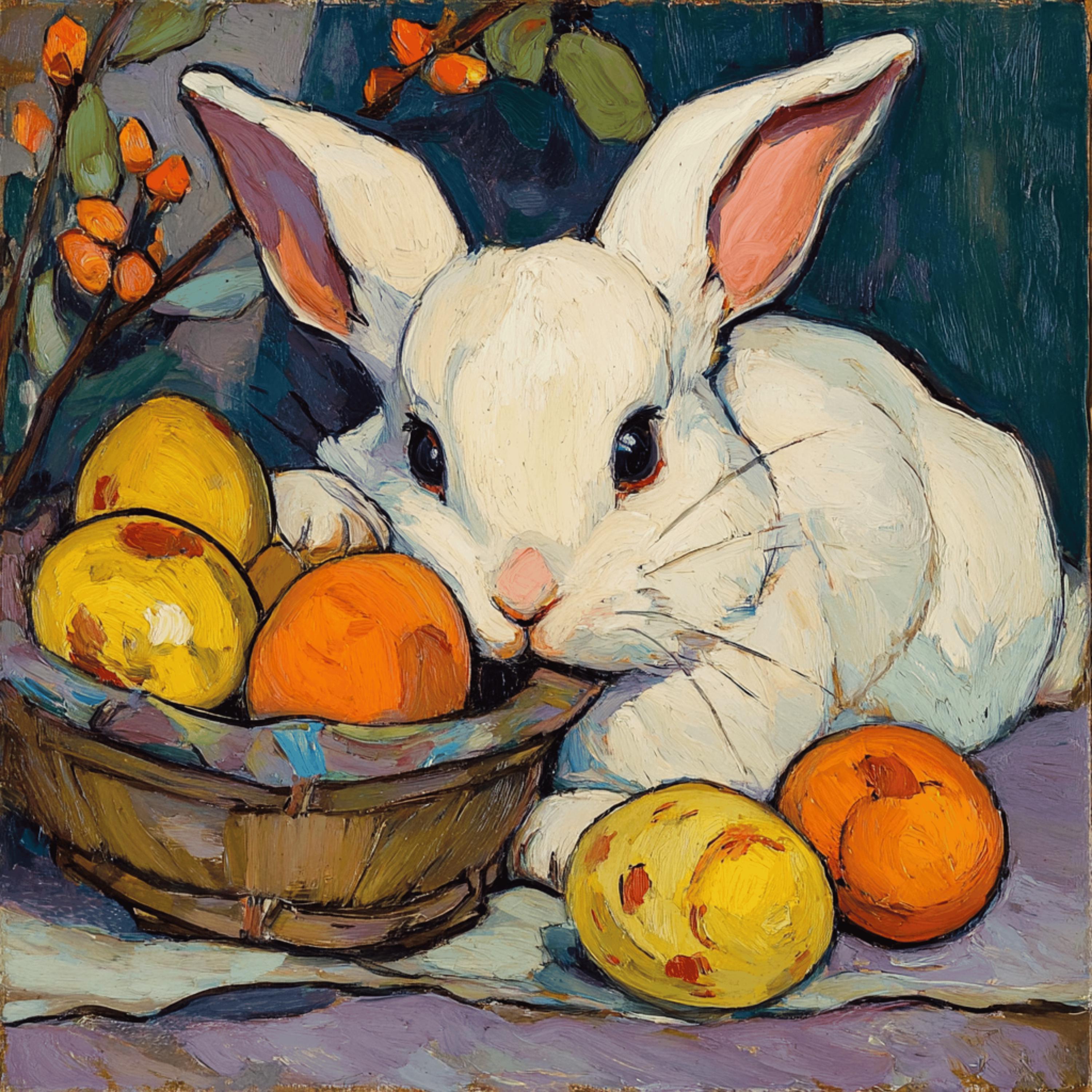 24 Painterly Easter Rabbit Art Set, Vintage Bunny Illustrations, Spring ...