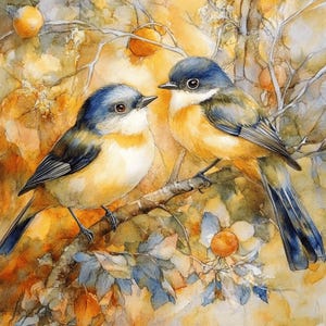 19 Poster di uccelli acquerellati, grande opera d'arte quadrata, arte digitale ispirata alla natura, arte murale per la casa, 19 immagini di uccelli digitali da stampare