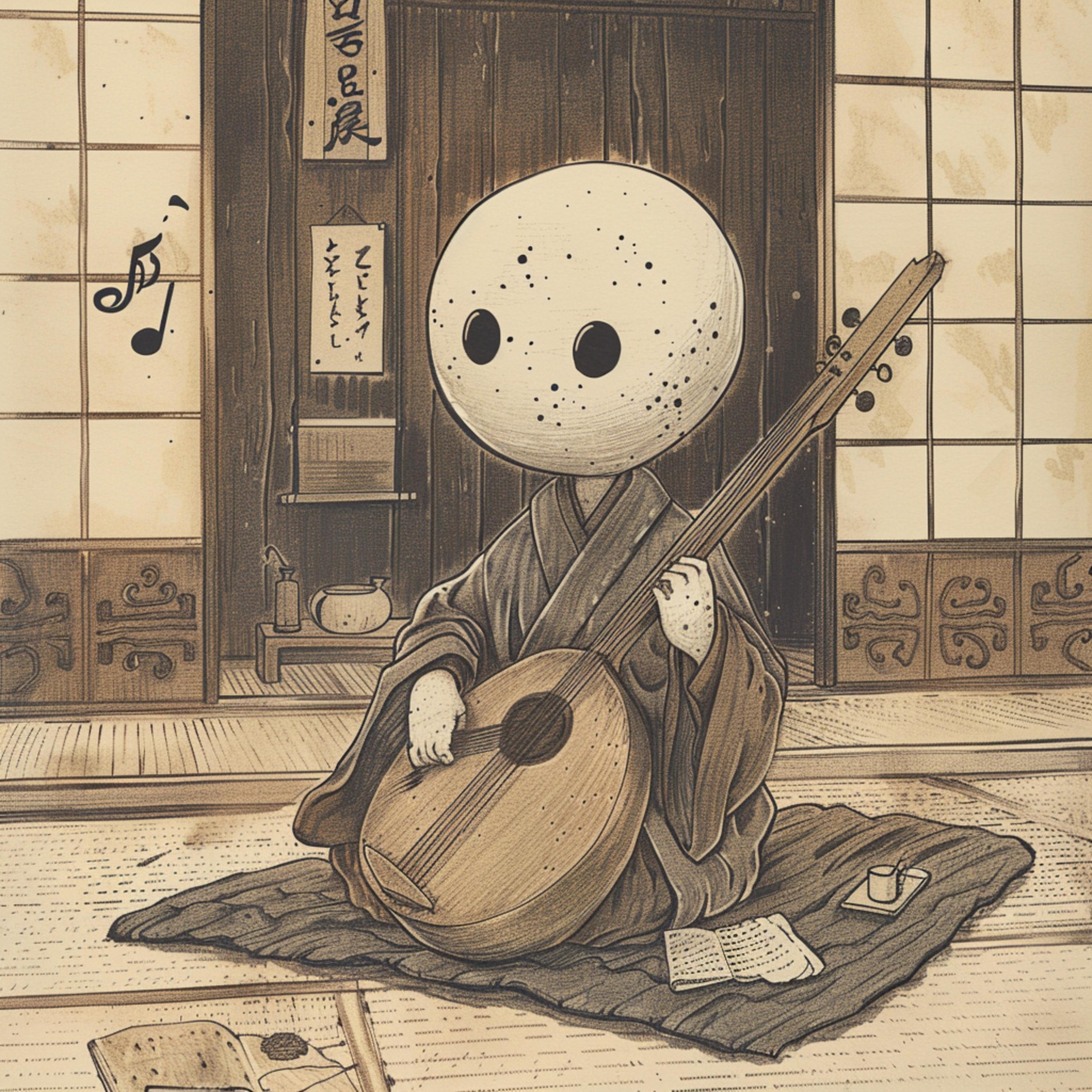 13 Biwa-bokuboku Tsukumogami Digital Prints - Japanese Folklore