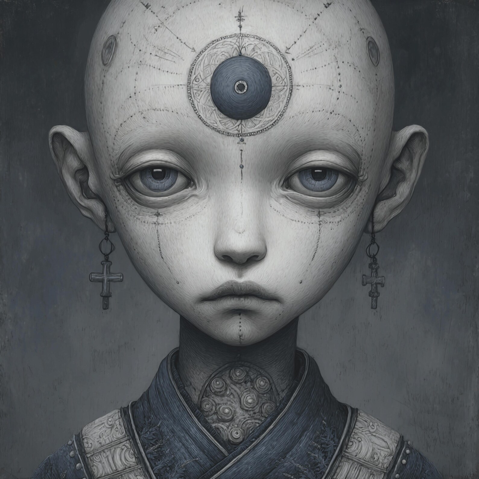 20 Surreal Grey Alien Art Collection Dark Sci Fi Portraits Monochrome ...