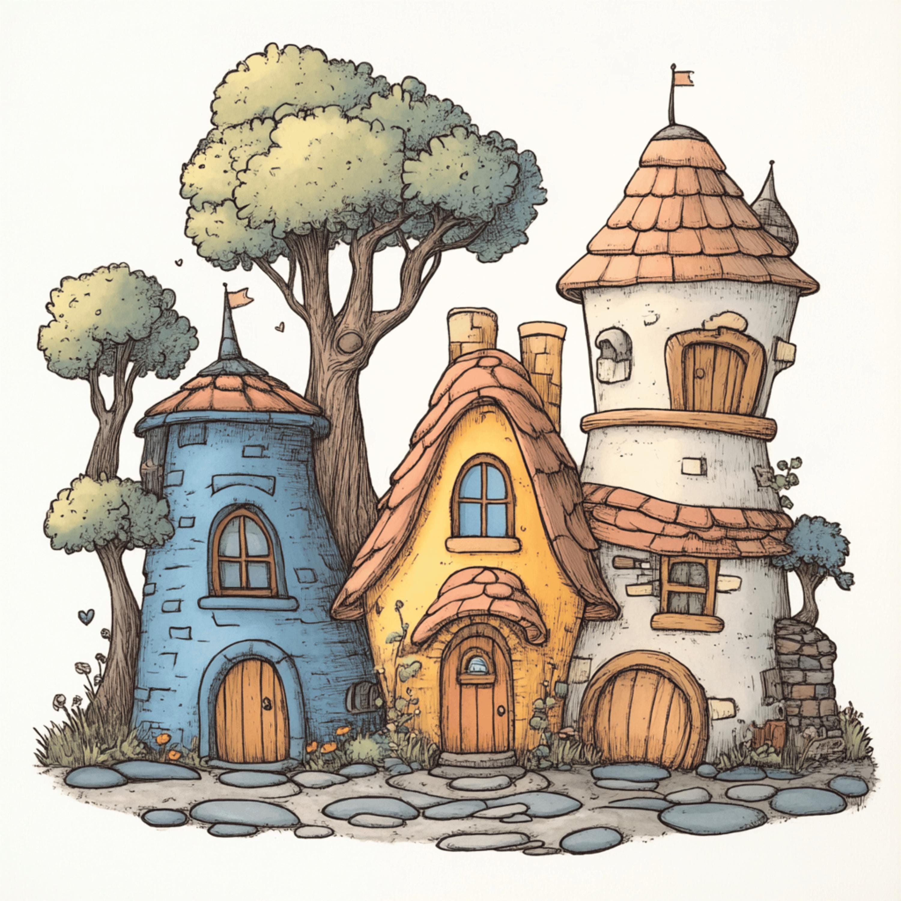 Whimsy Works Castle 20 Whimsical Houses Whimsey Castles Digital Download Large Square ...