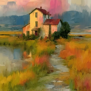 39 schilderachtige, impressionistische Europese dorpslandschappen - printbare set