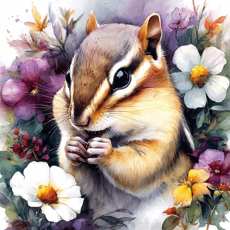 Chipmunk Digital Art Set of 20 - Cute Woodland Animal Prints ...