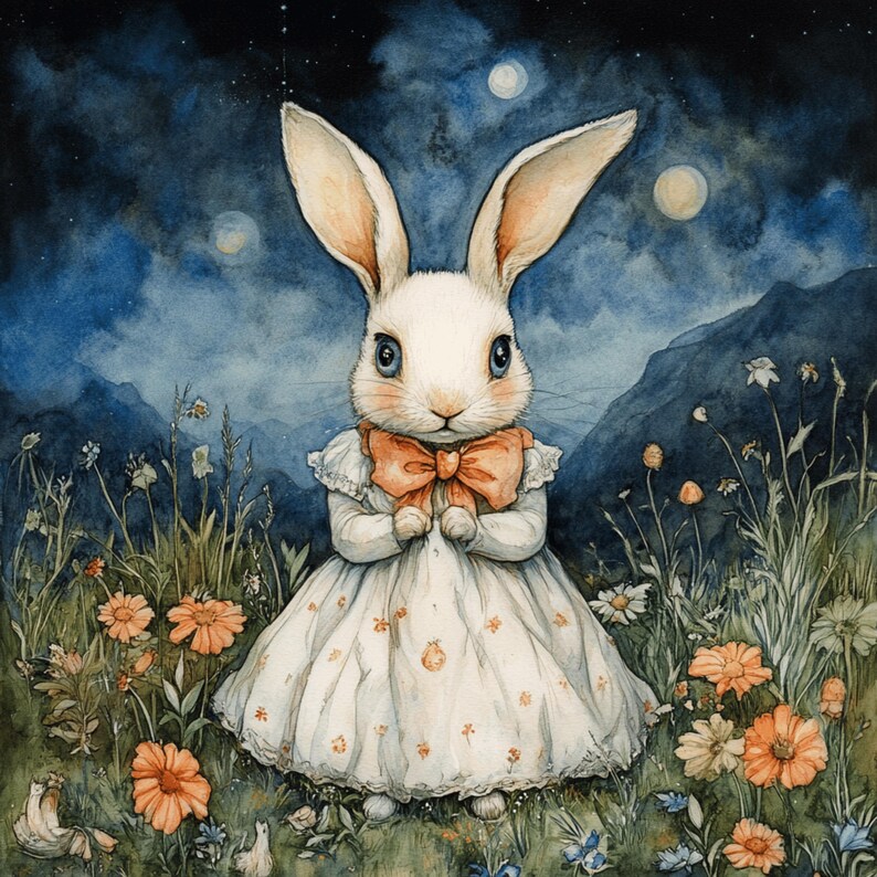 11 Easter Bunny Poster Digital Images Rabbits Spring Equinox Art Large ...