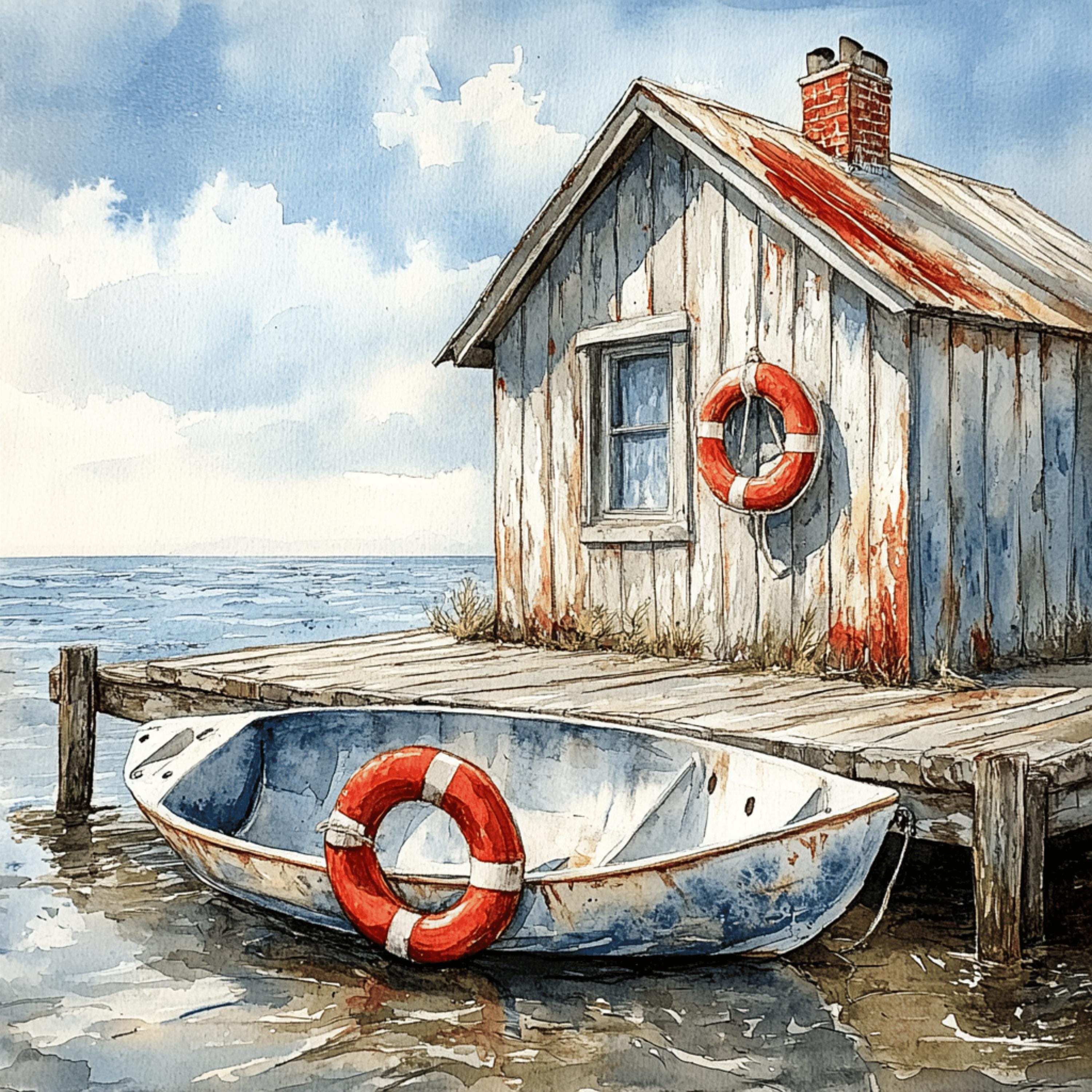 8 Rustic Coastal Cabin Poster, Nautical Beach House Art Print, Seaside ...