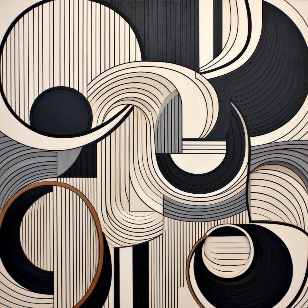 TEN Abstract Artwork Wall Decor Black White Beige Instant Printable