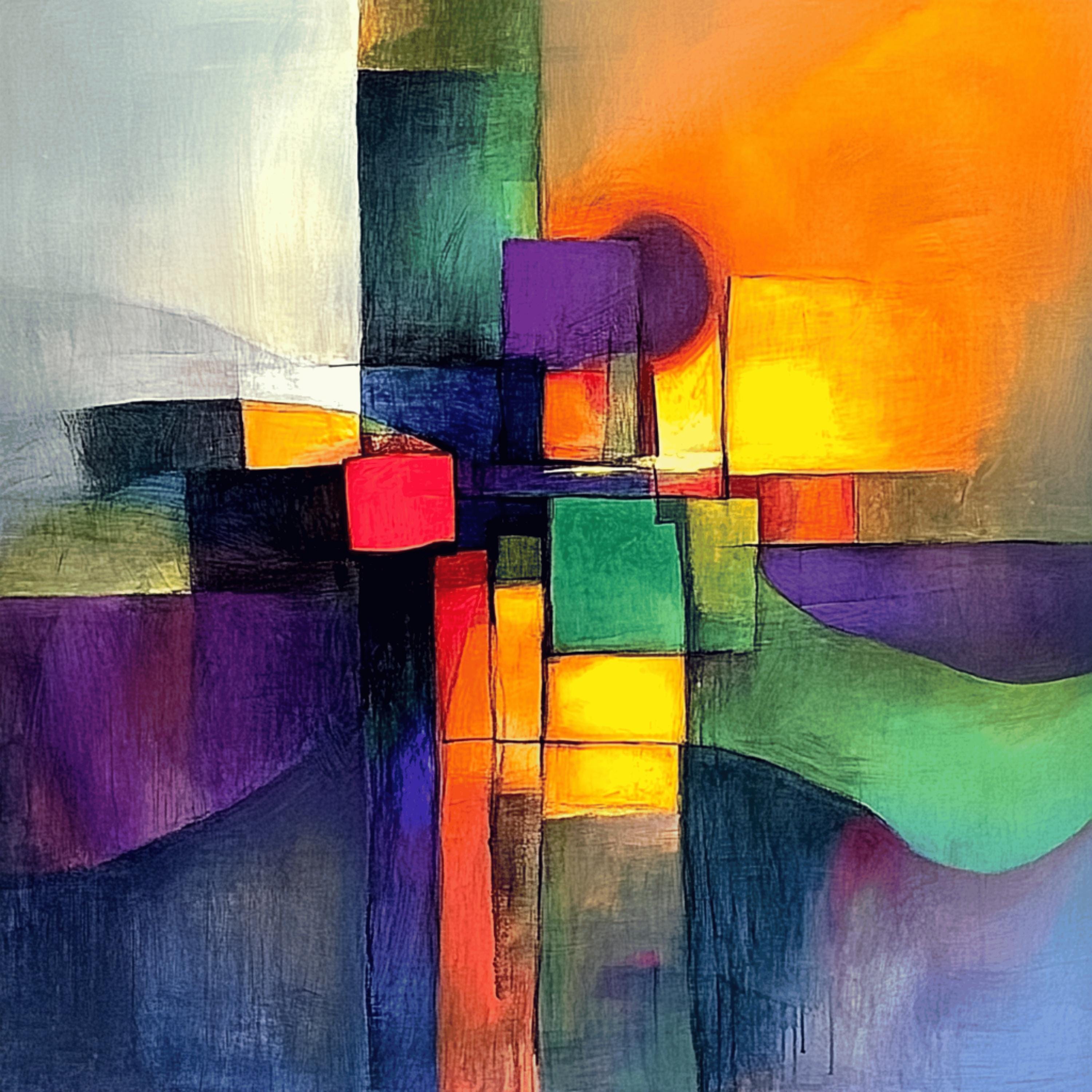 10 Abstract Digital Wall Art, Colorful Geometric Paintings, Modern Home ...