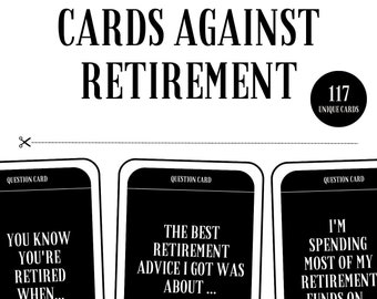 Carte contro la pensione - umorismo nero, gioco divertente sulla pensione, lasciare il lavoro in modo maleducato, lasciare il lavoro, gioco sulla pensione, gioco stampabile sulla pensione 18+