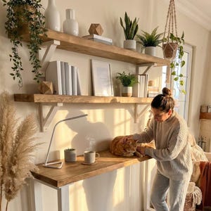 Solid Pine Wood Bar Table, Metal Legs, Narrow Console, Tall Breakfast Nook Dining Desk