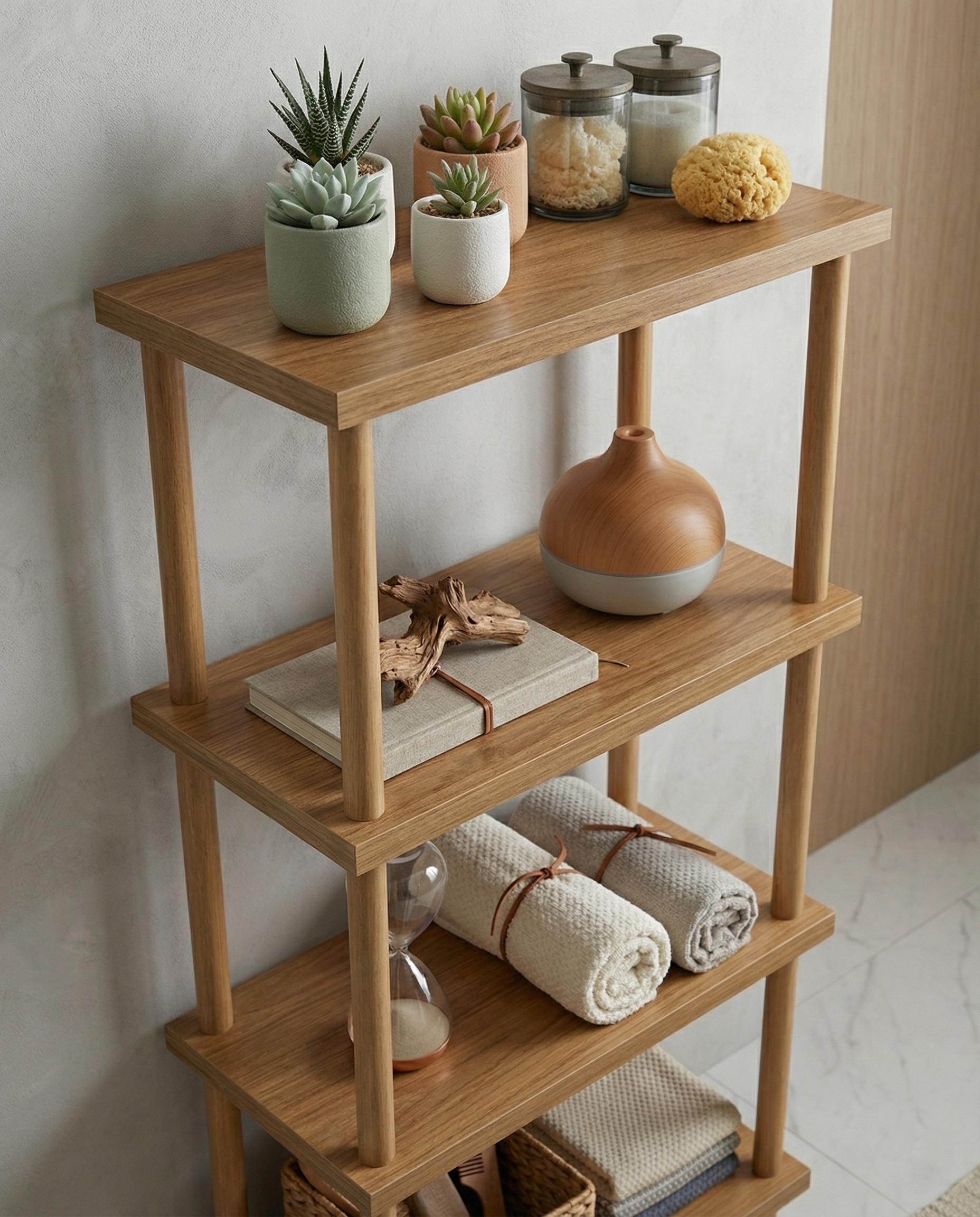 Solid Wood 4-tier Slim Shelving Unit – Nordic Scandi Style Organizer - Etsy