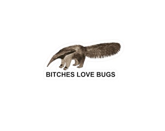 Bitches Love Bugs Anteater Vinyl Sticker | Water Bottle Sticker | Laptop Sticker | Meme Sticker | Funny Sticker | Oddly Specific Sticker