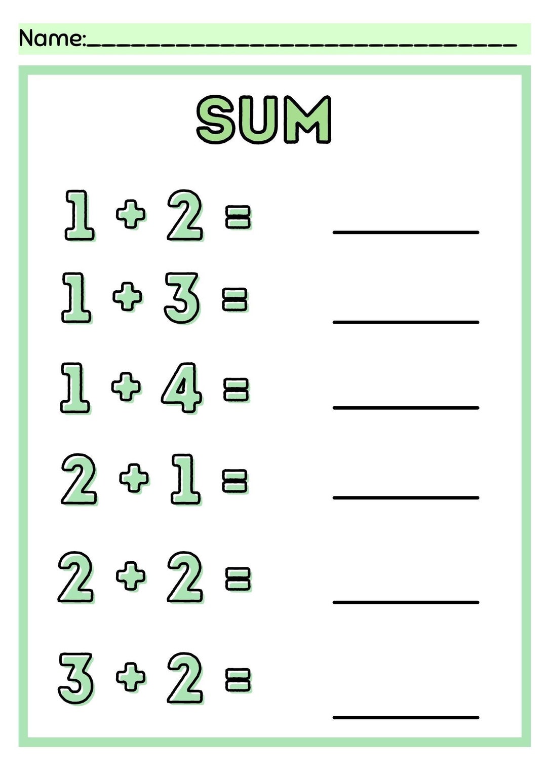 Sum | Subtract | Numbers | Simple Math - Etsy
