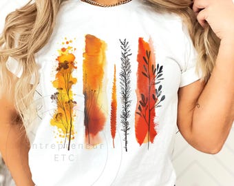 Fleurs de coup de pinceau d'automne PNG : conception botanique d'automne (téléchargement numérique