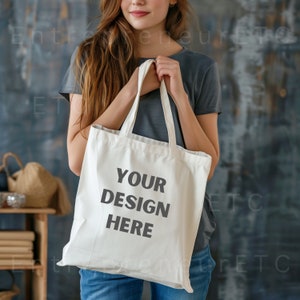 Tote Bag Mockup, Natural Canvas Tote Bag Mock up, Trendy Shopping Bag Mockup, Canvas Tote Lifestyle Mockup, Digital Download