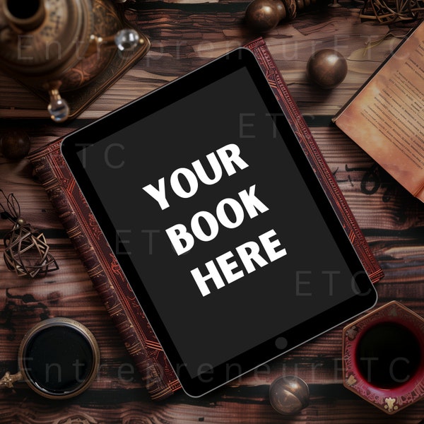 Fantasy eBook Mockup, Mystery Novel Bookstagram, Blank iPad Mockup, Book Blogger, Action, Adventure, Canva Template, Digital Book Cover