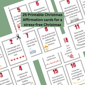 25 Christmas Affirmation Cards for a Stress-Free Christmas, Mindfulness Positive Affirmations for Xmas Calm, Printable Affirmations Cards