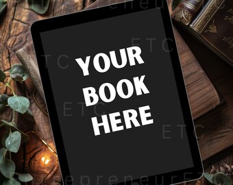 Blank iPad Mockup, eBook Cover, Adult Fantasy Novel eBook Mockup, Bookstagram Flatlay, Canva Tablet Book Template, Blank Digital Book Cover