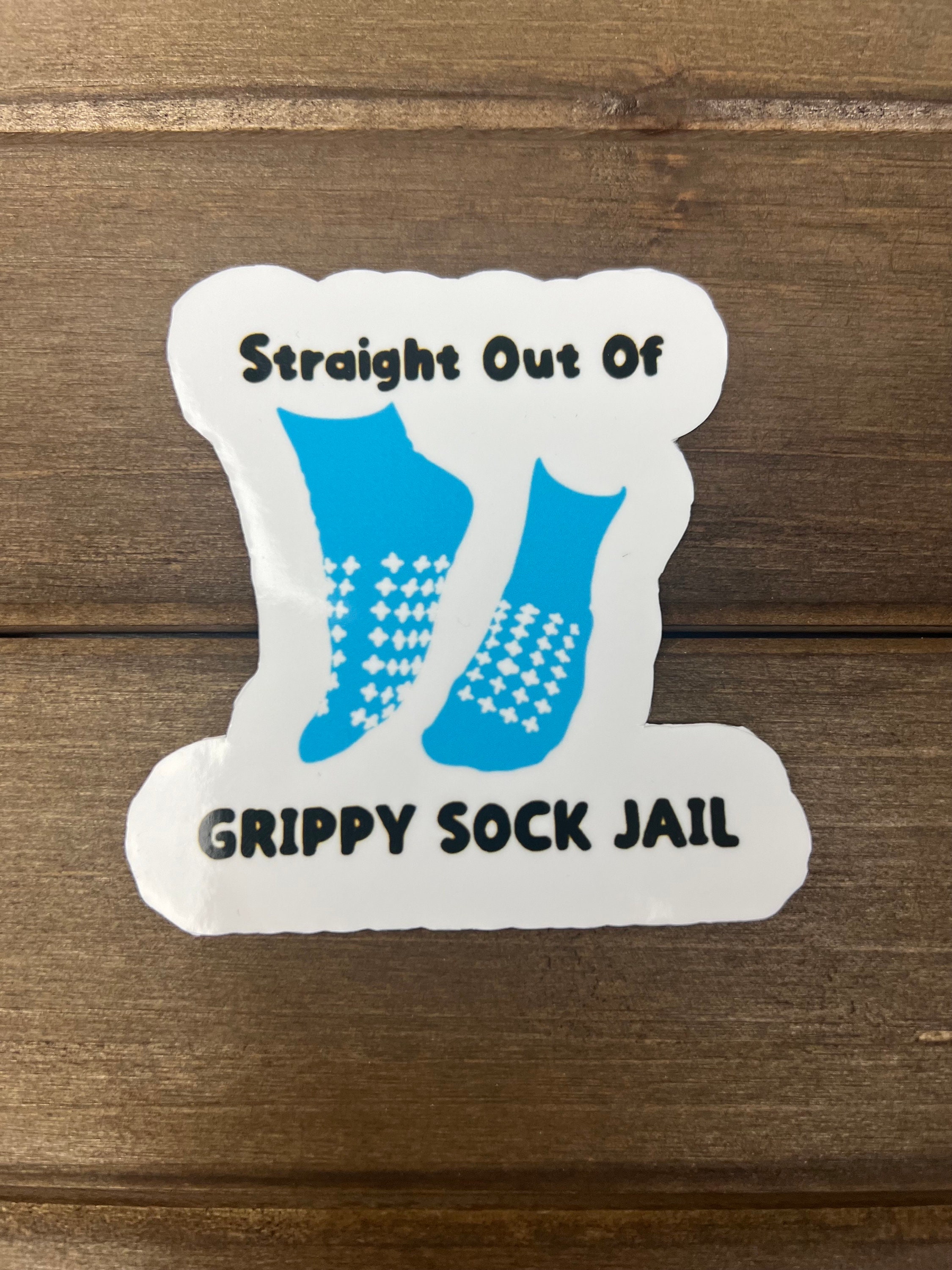 Grippy Sock Jail // Mental Health Awareness// Customizable Options // Matte  or Glossy // Easy Peel Backing 