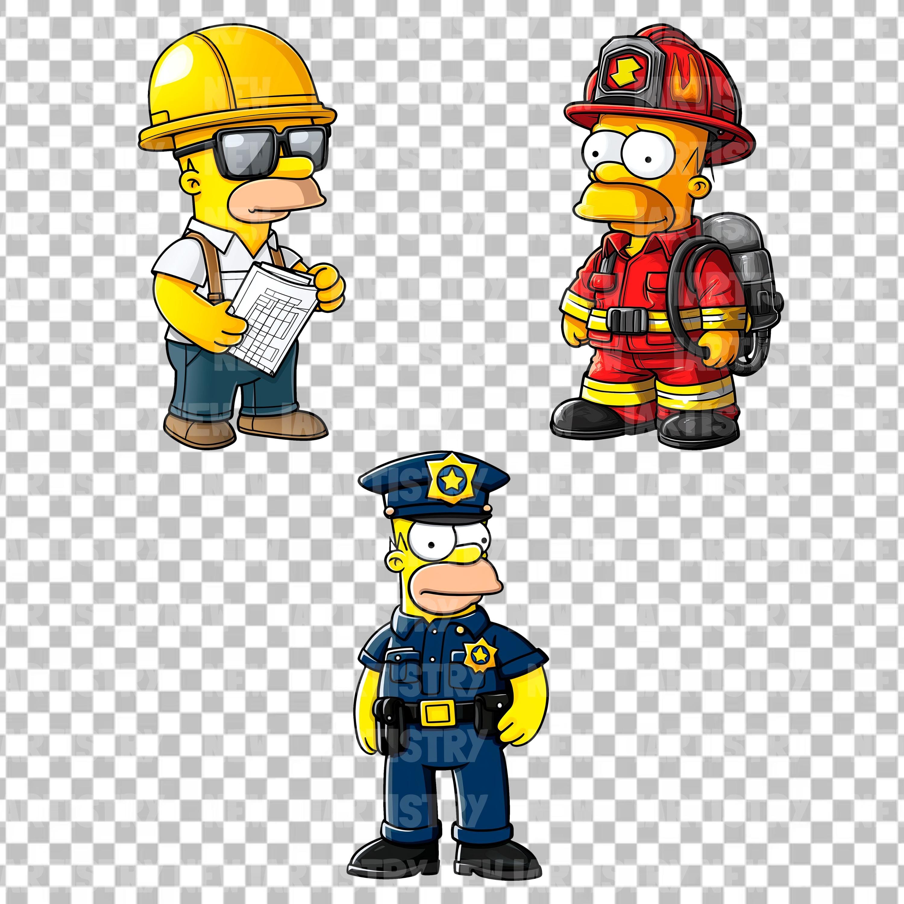 Simpsons First Job Homer Simpson in 10 Professions PNG | the Simpsons Clipart for T-shirts ...